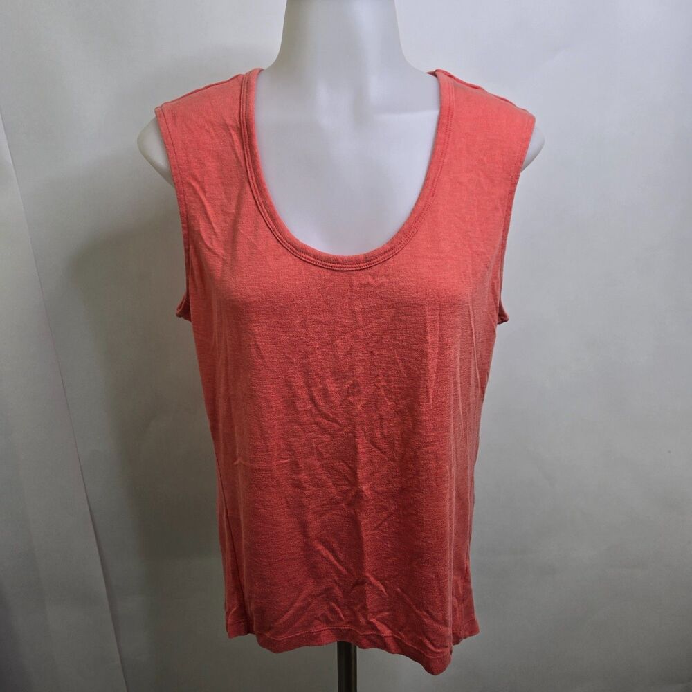 Athleta Breezy Scoop Tank Top Size M Coral Orange Modal Blend Heathered Yoga